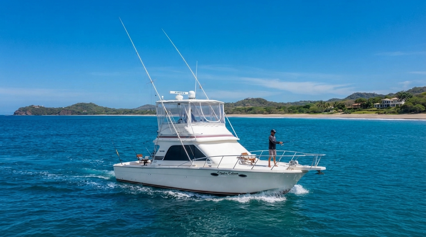 Luxury twin-engine sport fishing yacht charter offshore Tamarindo